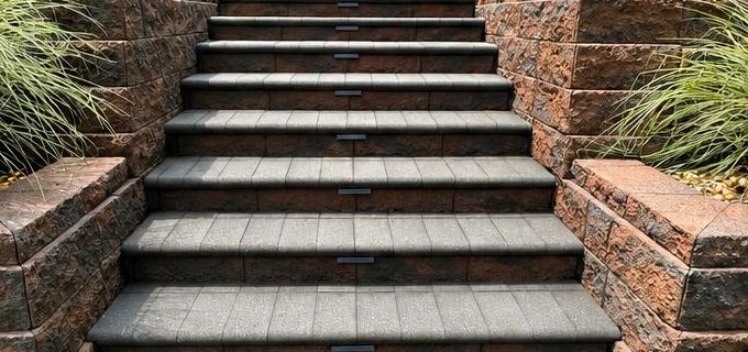 Clean stone steps after pressure washing